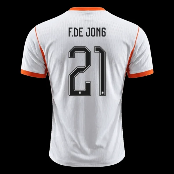 F.DE JONG #21 Netherlands Away Soccer Jersey 2026 Player Version – back view