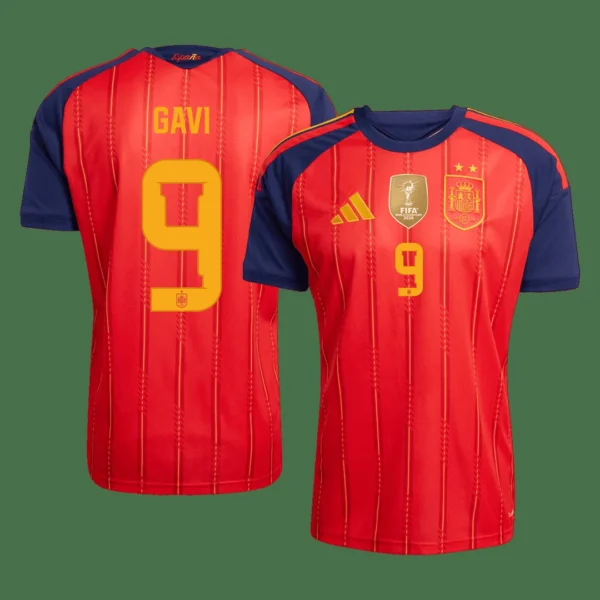GAVI #9 Spain Home Soccer Jersey 2026 Champion Edition – Fan Version – front view