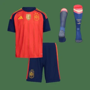 Kid's Spain Home Soccer Jersey Kit(Jersey+Shorts+Socks) Champion Edition 2026 – Fan Version