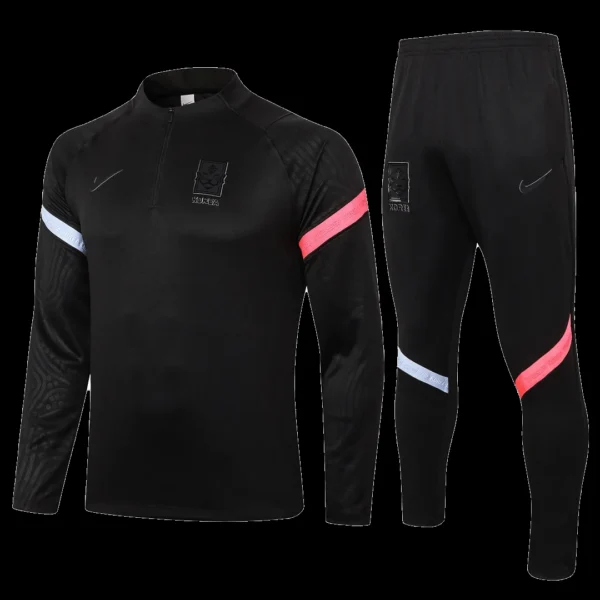 2020-south-korea-black-zipper-sweat-shirt-kit-top-trouser-fan-version-81484-01 2020 South Korea Black Zipper Sweat Shirt Kit(Top+Trouser) β Fan Version β front view