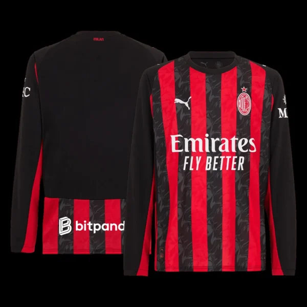 AC Milan Home Long Sleeve Soccer Jersey 2025/26 – Fan Version – jersey details