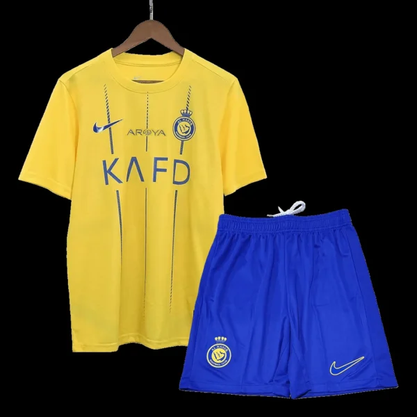 al-nassr-home-soccer-kit-jersey-shorts-2023-24-fan-version-390934-01 Al Nassr Home Soccer Kit β Jersey + Shorts 2023/24 β Fan Version β front view