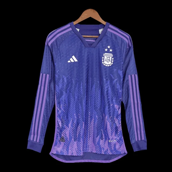 Argentina 3 Stars Away Long Sleeve Soccer Jersey 2022 – Player Version – front view