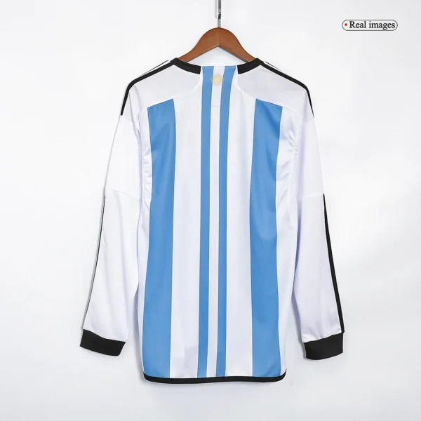 Argentina 3 Stars Home Long Sleeve Soccer Jersey 2022 – Fan Version – back view