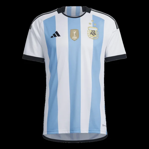 Argentina 3 Stars Home Soccer Kit – Jersey + Shorts 2022 – Fan Version – back view