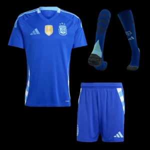Argentina Away Soccer Jersey Kit(Jersey+Shorts+Socks) – Fan Version – front view