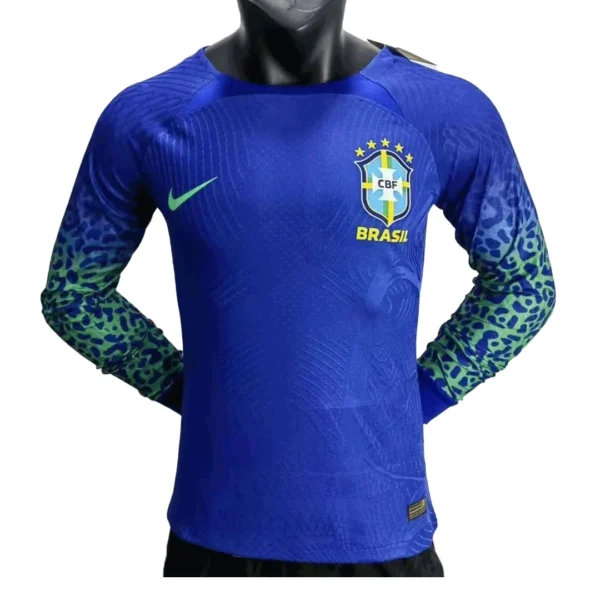 brazil-away-long-sleeve-soccer-jersey-2022-player-version-197296-01 Brazil Away Long Sleeve Soccer Jersey 2022 β Player Version β front view