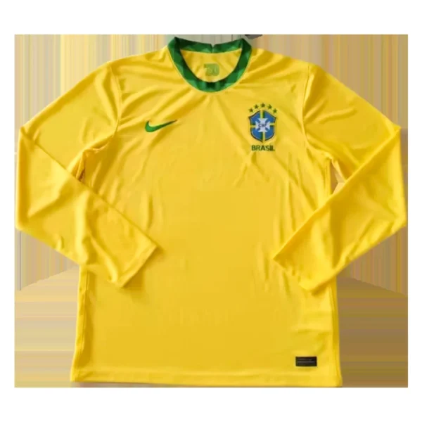 brazil-home-long-sleeve-soccer-jersey-2021-fan-version-101502-01 Brazil Home Long Sleeve Soccer Jersey 2021 β Fan Version β front view
