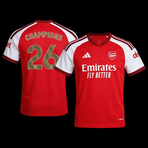 CHAMPIONS #26 Arsenal Home Soccer Jersey 2026/27 – Fan Version – front view