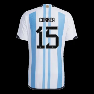 CORREA #15 Argentina 3 Stars Home Soccer Jersey 2022 – Player Version – front view