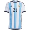 DYBALA #21 Argentina Home Soccer Jersey 2022 – Player Version – back view