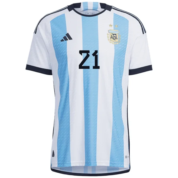 DYBALA #21 Argentina Home Soccer Jersey 2022 – Player Version – back view