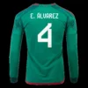 E.ÁLVAREZ #4 Mexico Home Long Sleeve Soccer Jersey 2022 – Fan Version – badge and fabric details