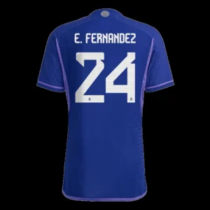 E. FERNANDEZ #24 Argentina 3 Stars Away Soccer Jersey 2022 – Player Version – front view