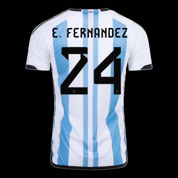 E. FERNANDEZ #24 Argentina 3 Stars Home Soccer Jersey 2022 – Fan Version – front view
