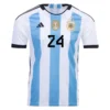 E. FERNANDEZ #24 Argentina 3 Stars Home Soccer Jersey 2022 – Fan Version – back view