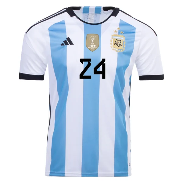 E. FERNANDEZ #24 Argentina 3 Stars Home Soccer Jersey 2022 – Fan Version – back view