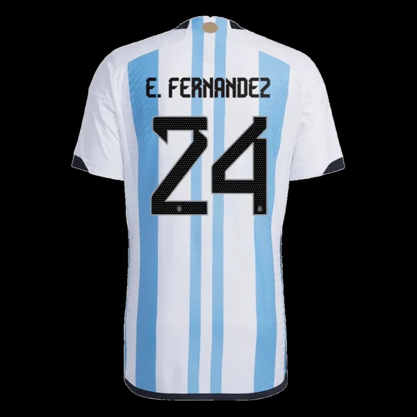 E. FERNANDEZ #24 Argentina 3 Stars Home Soccer Jersey 2022 – Player Version – front view