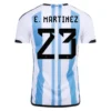 E. MARTINEZ #23 Argentina 3 Stars Home Soccer Jersey 2022 – Fan Version – front view