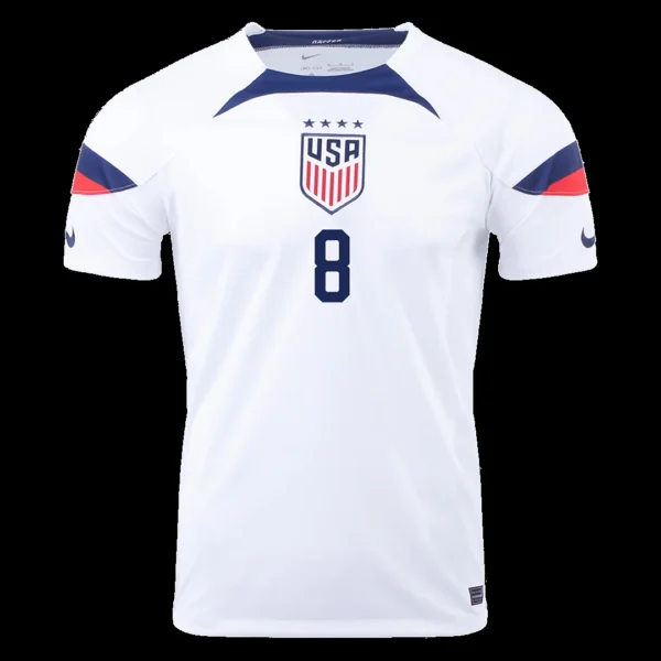 ERTZ #8 USA Home Soccer Jersey 2022 – Fan Version – back view