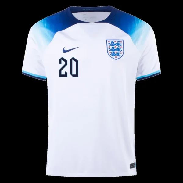 FODEN #20 England Home Soccer Jersey 2022 – Fan Version – back view