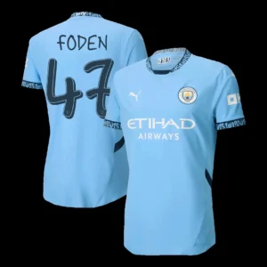 FODEN #47 Manchester City Home Soccer Jersey – UCL Player Version – front view