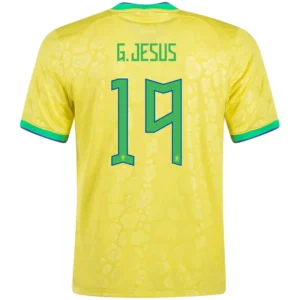 G.JESUS #19 Brazil Home Soccer Jersey 2022 – Fan Version – front view