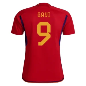 GAVI #9 Spain Home Soccer Jersey 2022 – Fan Version – front view
