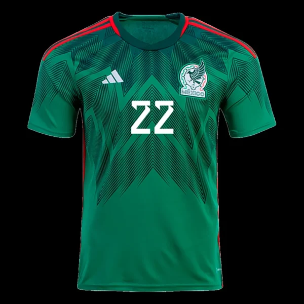 H.LOZANO #22 Mexico Home Soccer Jersey 2022 – Fan Version – back view