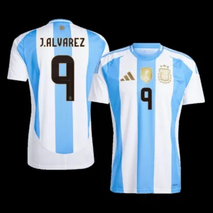 J.ALVAREZ #9 Argentina Home Soccer Jersey – Fan Version – front view