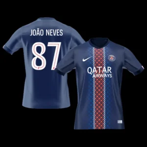 joao-neves-87-psg-home-soccer-jersey-2025-26-fan-version-01 JOรO NEVES #87 PSG Home Soccer Jersey 2025/26 โ Fan Version โ front view