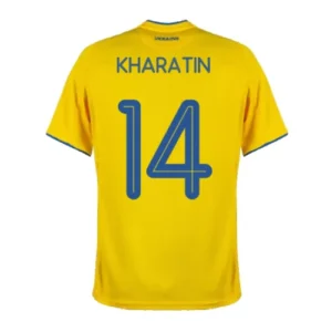 KHARATIN #14 Ukraine Home Soccer Jersey 2020 – Fan Version – front view