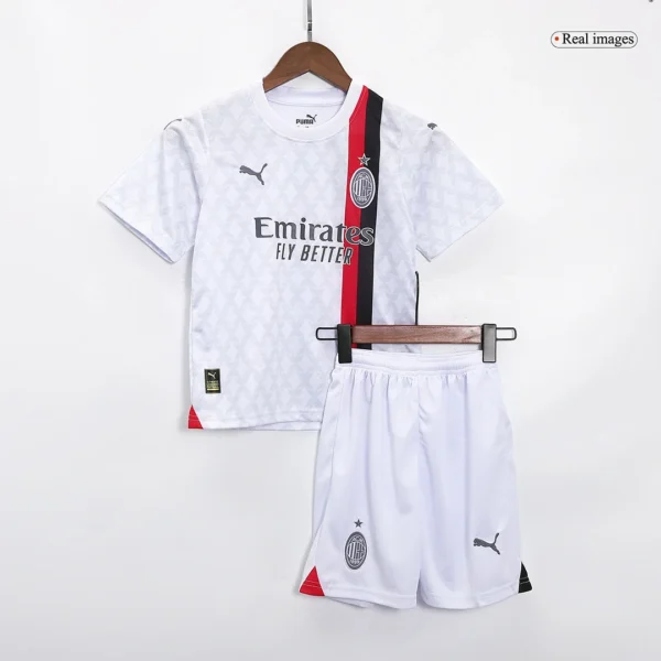 Kid’s AC Milan Away Soccer Kit – Jersey + Shorts 2023/24 – Fan Version – back view