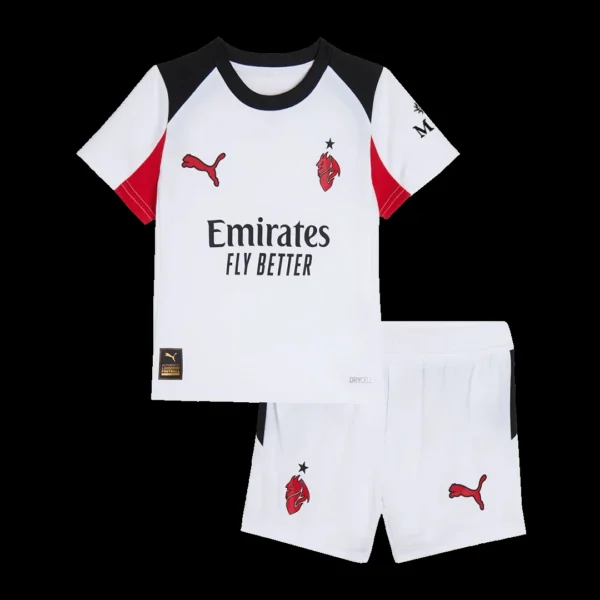 Kid’s AC Milan Away Soccer Kit – Jersey + Shorts 2025/26 – Fan Version – front view