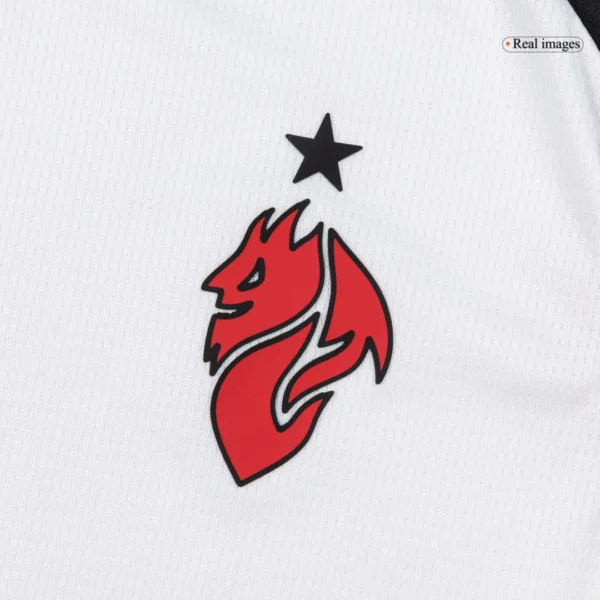 Kid’s AC Milan Away Soccer Kit – Jersey + Shorts 2025/26 – Fan Version – badge and fabric details