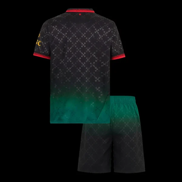 Kid’s AC Milan Fourth Away Soccer Kit – Jersey + Shorts – Fan Version – back view