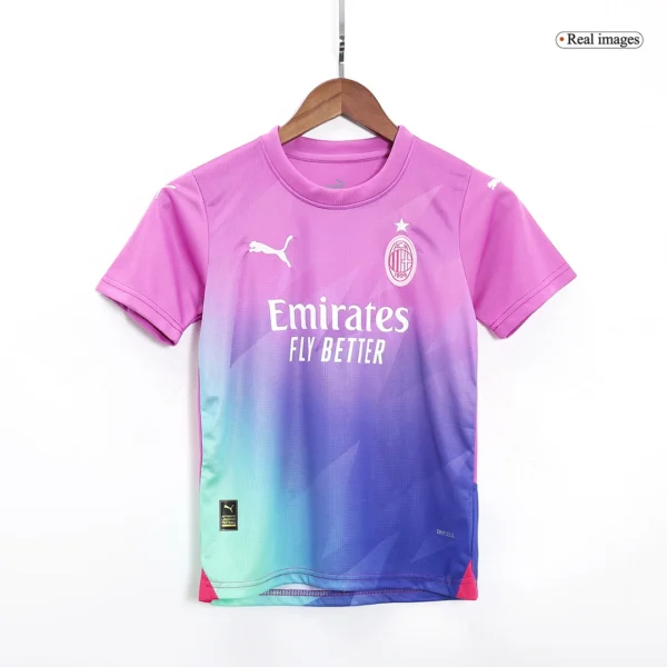 Kid’s AC Milan Third Away Soccer Kit – Jersey + Shorts 2023/24 – Fan Version – jersey details