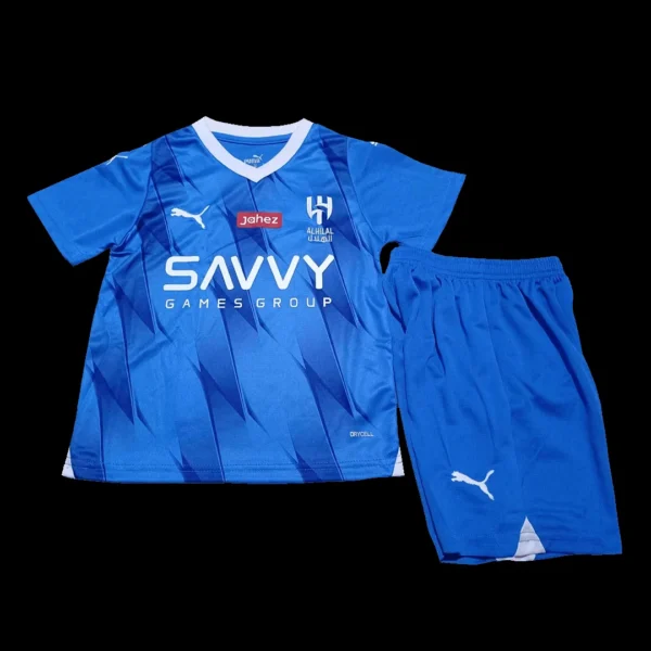 Kid’s Al Hilal SFC Home Soccer Jersey Kit(Jersey+Shorts+Socks) 2023/24 – Fan Version – back view