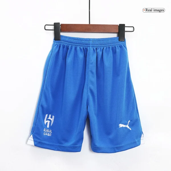 Kid’s Al Hilal SFC Home Soccer Kit – Jersey + Shorts 2023/24 – Fan Version – badge and fabric details