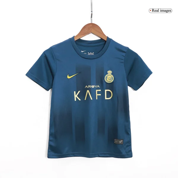 Kid’s Al Nassr Away Soccer Kit – Jersey + Shorts 2023/24 – Fan Version – back view