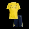 Kid’s Al Nassr Home Soccer Kit – Jersey + Shorts 2025/26 – Fan Version – front view