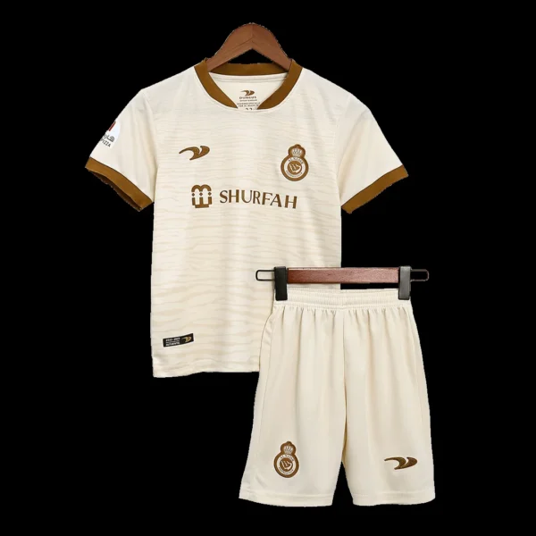 Kid’s Al Nassr Third Away Soccer Kit – Jersey + Shorts 2022/23 – Fan Version – front view