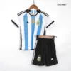 Kid’s Argentina 3 Stars Home Soccer Kit – Jersey + Shorts 2022 – Fan Version – back view