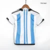 Kid’s Argentina 3 Stars Home Soccer Kit – Jersey + Shorts 2022 – Fan Version – badge and fabric details