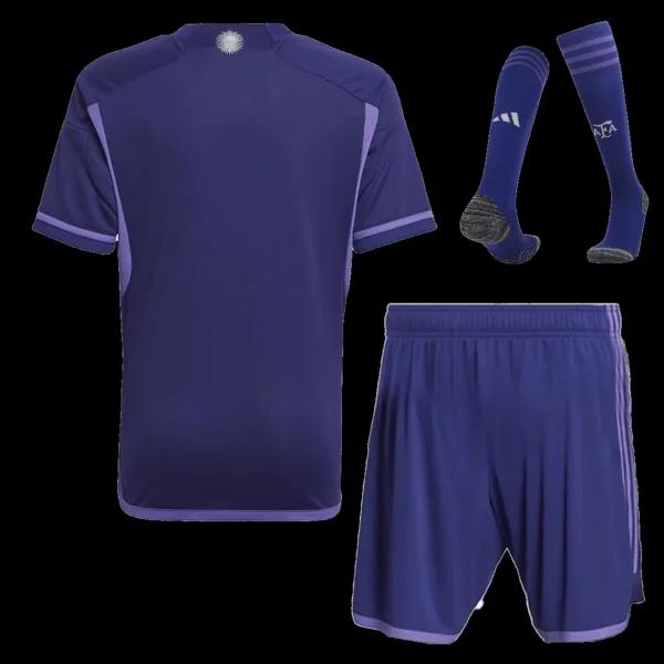 Kid’s Argentina Away Soccer Jersey Kit(Jersey+Shorts+Socks) 2022 – Fan Version – back view