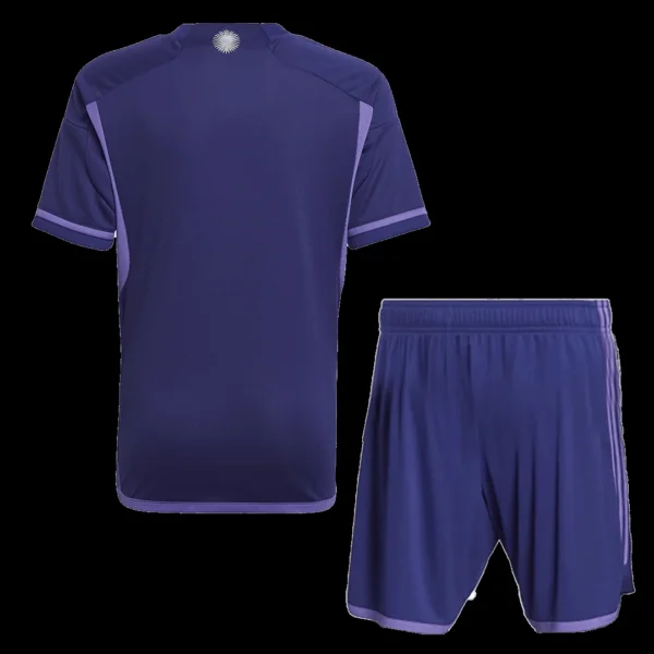Kid’s Argentina Away Soccer Kit – Jersey + Shorts 2022 – Fan Version – back view