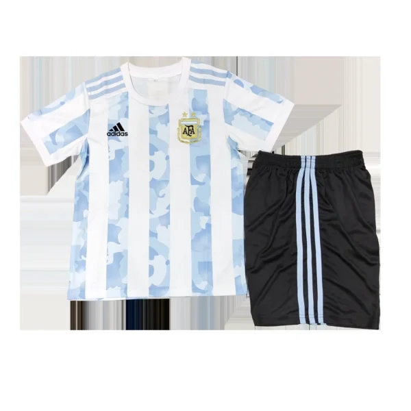 Kid’s Argentina Home Soccer Jersey Kit(Jersey+Shorts+Socks) 2021 – Fan Version – back view