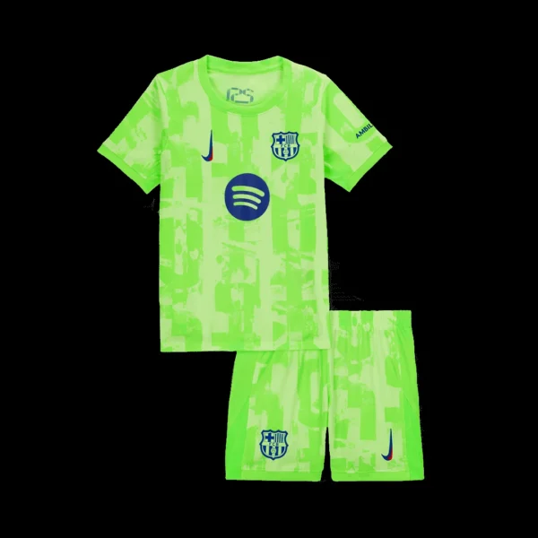 Kid’s Barcelona Third Away Soccer Kit – Jersey + Shorts – Fan Version – front view