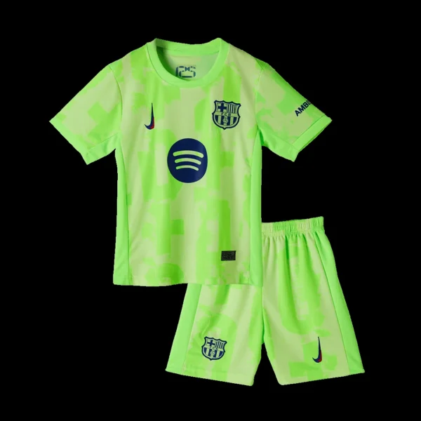 Kid’s Barcelona Third Away Soccer Kit – Jersey + Shorts – Fan Version – jersey details