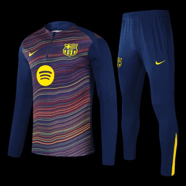 Kid’s Barcelona Zipper Sweatshirt Kit(Top+Pants) 2025/26 – Fan Version – front view